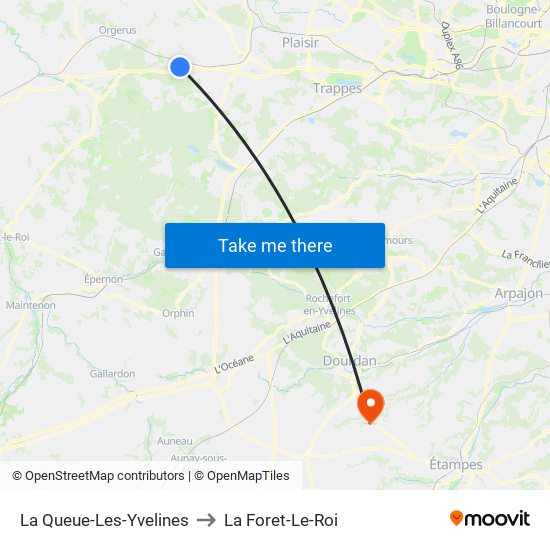 La Queue-Les-Yvelines to La Foret-Le-Roi map