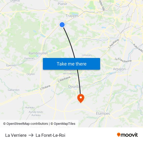 La Verriere to La Foret-Le-Roi map