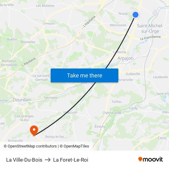 La Ville-Du-Bois to La Foret-Le-Roi map