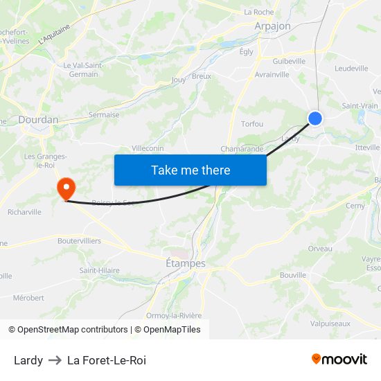 Lardy to La Foret-Le-Roi map