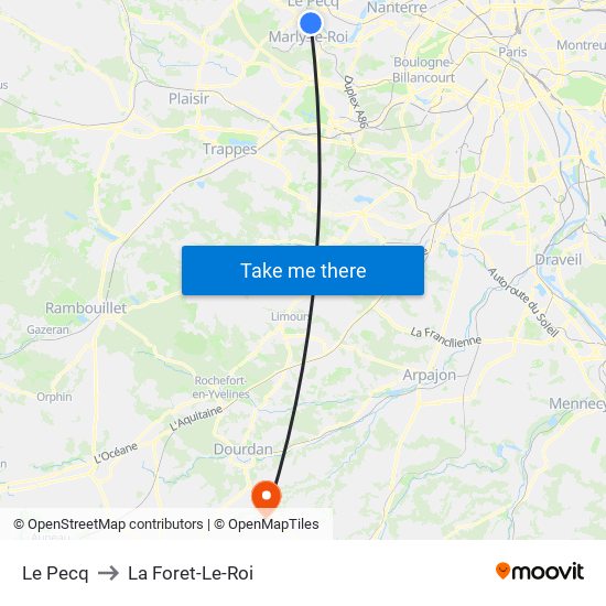 Le Pecq to La Foret-Le-Roi map