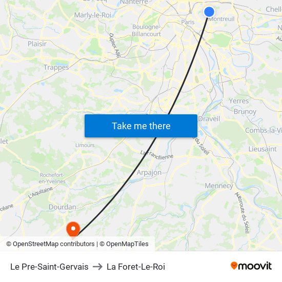 Le Pre-Saint-Gervais to La Foret-Le-Roi map