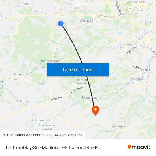 Le Tremblay-Sur-Mauldre to La Foret-Le-Roi map