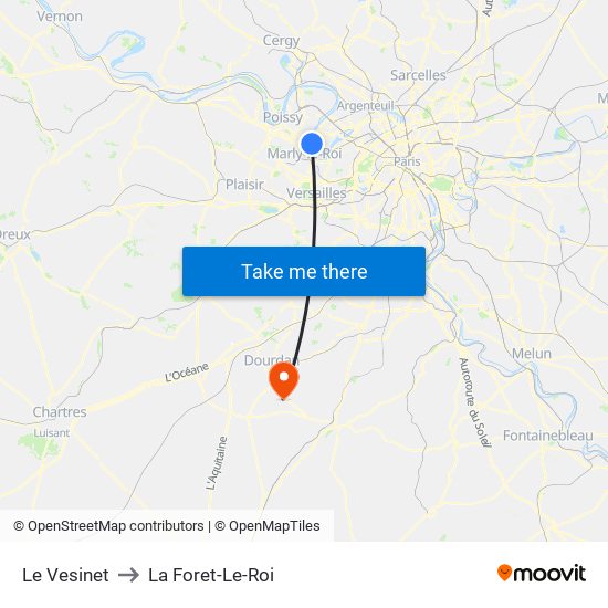 Le Vesinet to La Foret-Le-Roi map