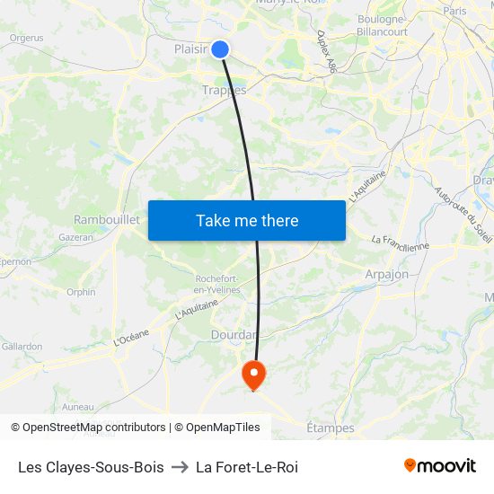 Les Clayes-Sous-Bois to La Foret-Le-Roi map