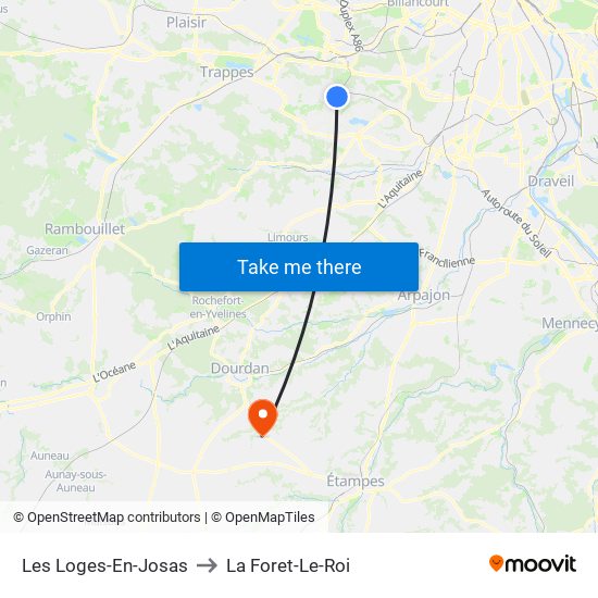 Les Loges-En-Josas to La Foret-Le-Roi map