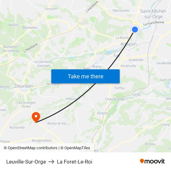 Leuville-Sur-Orge to La Foret-Le-Roi map