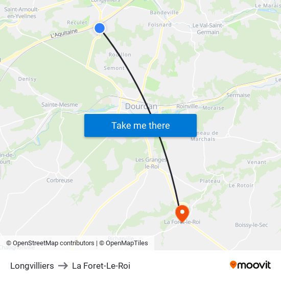 Longvilliers to La Foret-Le-Roi map