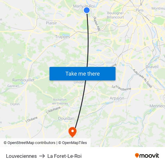 Louveciennes to La Foret-Le-Roi map