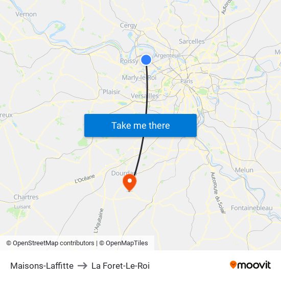 Maisons-Laffitte to La Foret-Le-Roi map