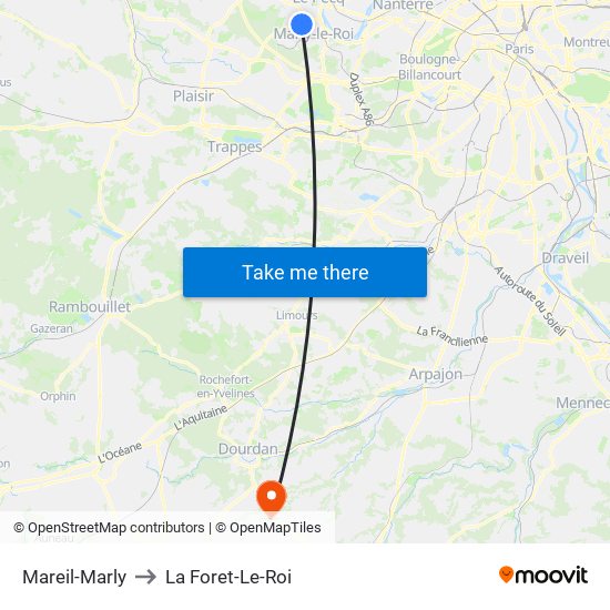 Mareil-Marly to La Foret-Le-Roi map