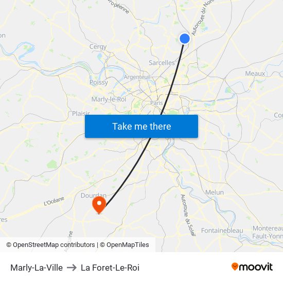 Marly-La-Ville to La Foret-Le-Roi map