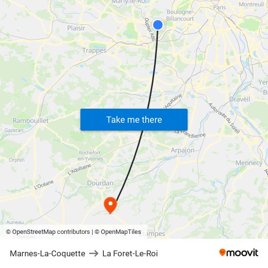Marnes-La-Coquette to La Foret-Le-Roi map