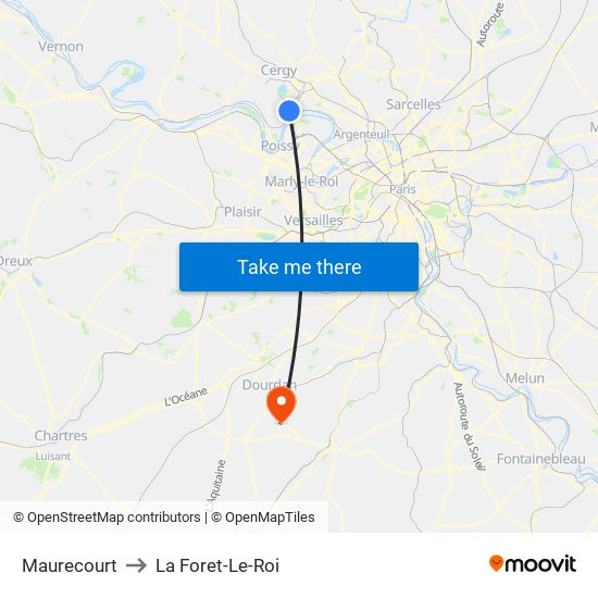 Maurecourt to La Foret-Le-Roi map