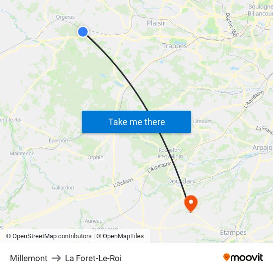 Millemont to La Foret-Le-Roi map