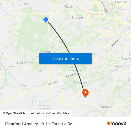 Montfort-L'Amaury to La Foret-Le-Roi map