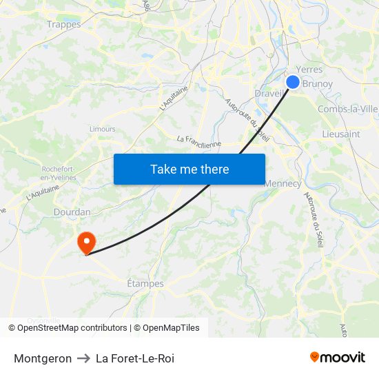 Montgeron to La Foret-Le-Roi map
