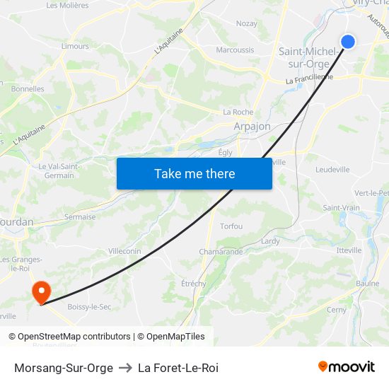 Morsang-Sur-Orge to La Foret-Le-Roi map