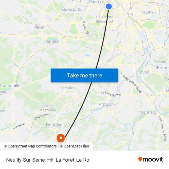 Neuilly-Sur-Seine to La Foret-Le-Roi map