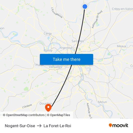 Nogent-Sur-Oise to La Foret-Le-Roi map