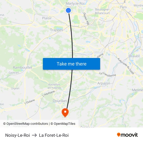 Noisy-Le-Roi to La Foret-Le-Roi map