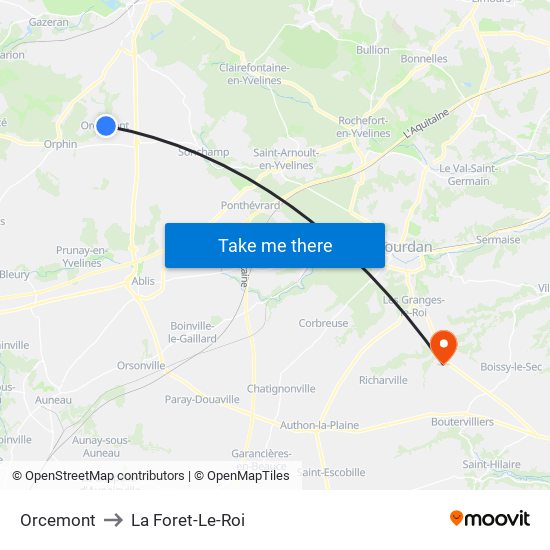 Orcemont to La Foret-Le-Roi map