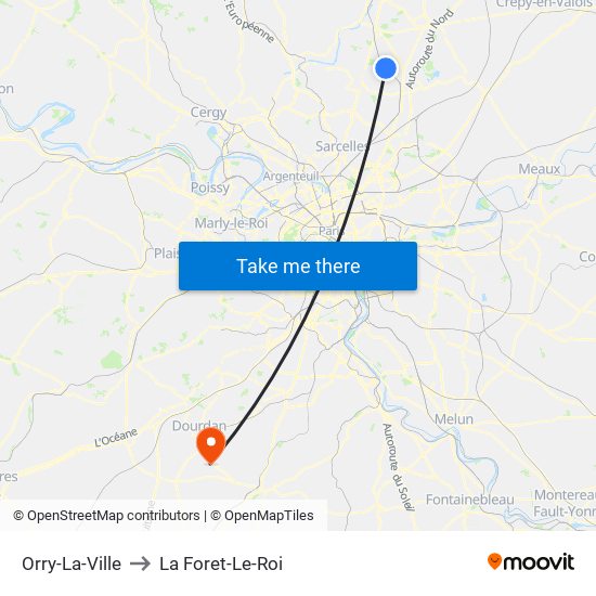 Orry-La-Ville to La Foret-Le-Roi map