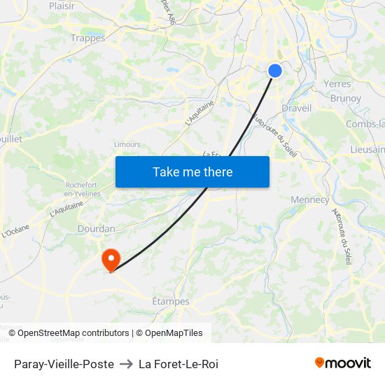 Paray-Vieille-Poste to La Foret-Le-Roi map