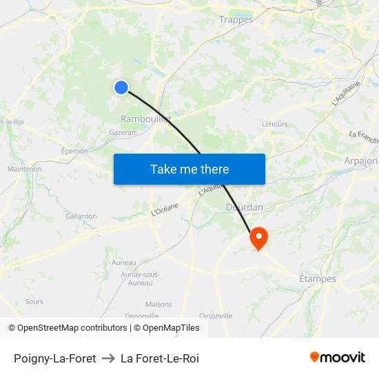 Poigny-La-Foret to La Foret-Le-Roi map