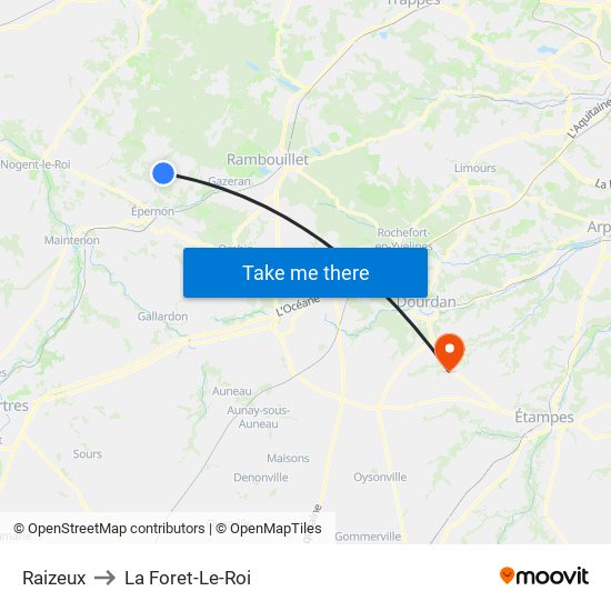 Raizeux to La Foret-Le-Roi map