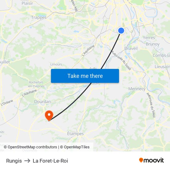 Rungis to La Foret-Le-Roi map