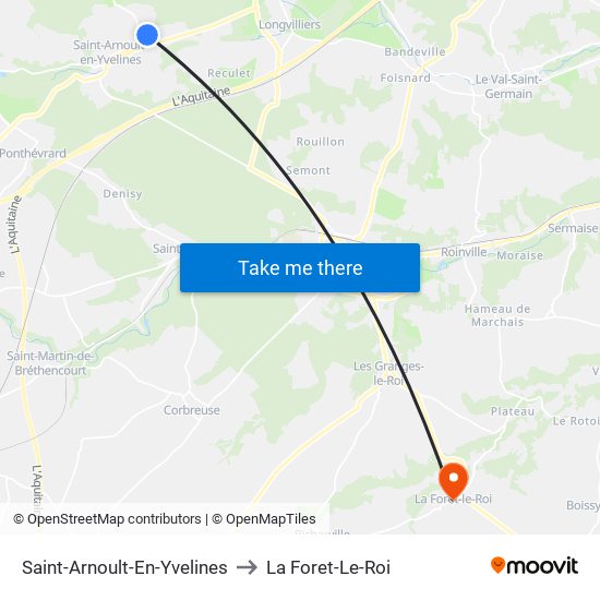 Saint-Arnoult-En-Yvelines to La Foret-Le-Roi map