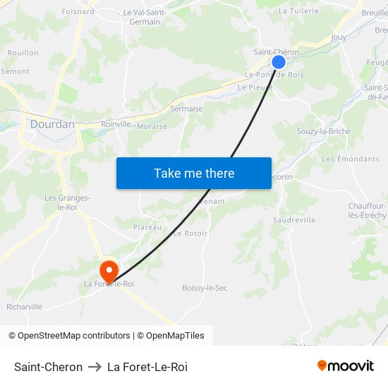 Saint-Cheron to La Foret-Le-Roi map