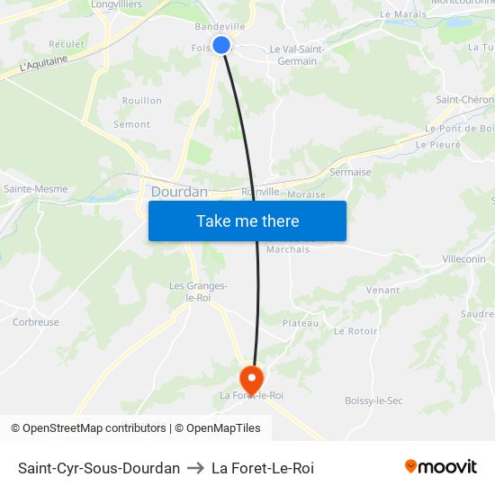 Saint-Cyr-Sous-Dourdan to La Foret-Le-Roi map