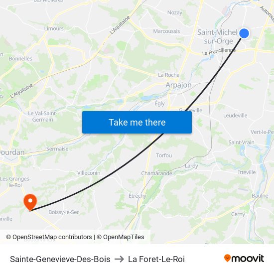 Sainte-Genevieve-Des-Bois to La Foret-Le-Roi map