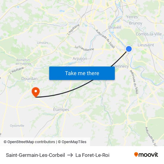 Saint-Germain-Les-Corbeil to La Foret-Le-Roi map