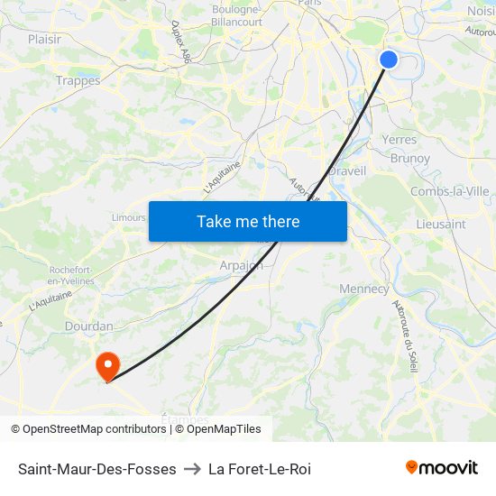 Saint-Maur-Des-Fosses to La Foret-Le-Roi map