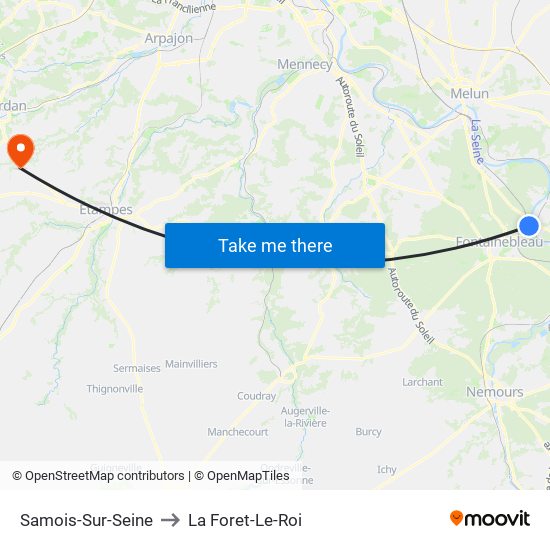 Samois-Sur-Seine to La Foret-Le-Roi map