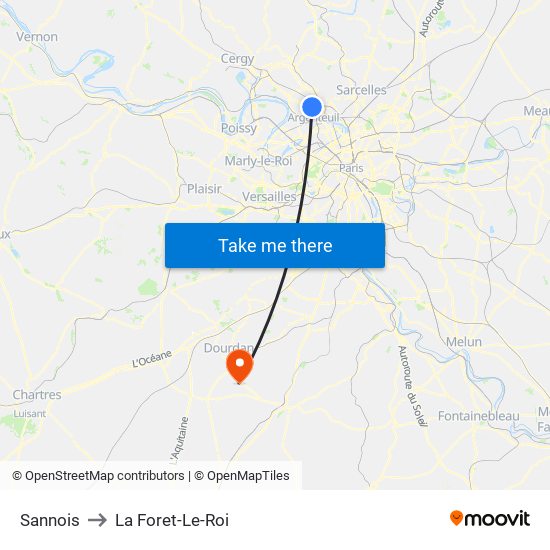 Sannois to La Foret-Le-Roi map