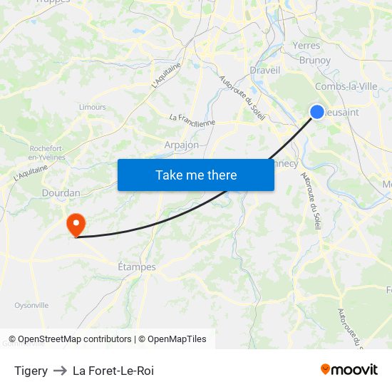 Tigery to La Foret-Le-Roi map