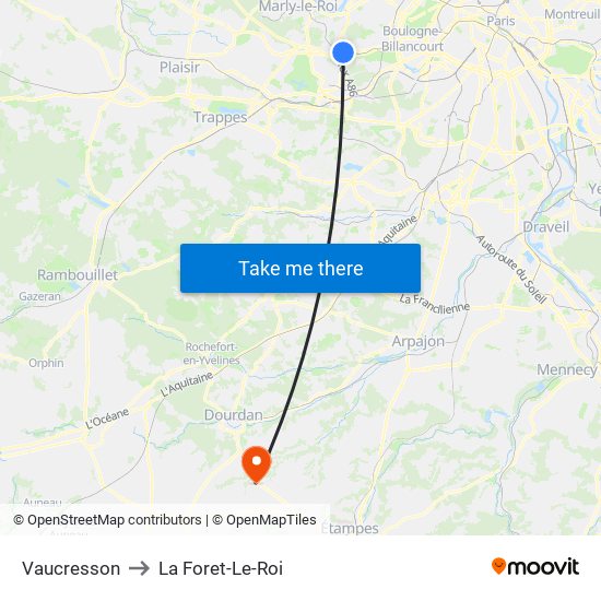 Vaucresson to La Foret-Le-Roi map