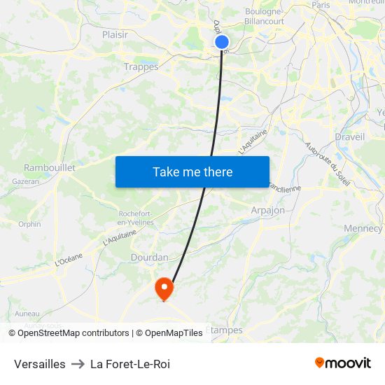 Versailles to La Foret-Le-Roi map