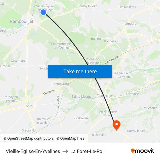 Vieille-Eglise-En-Yvelines to La Foret-Le-Roi map