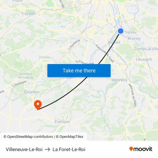 Villeneuve-Le-Roi to La Foret-Le-Roi map