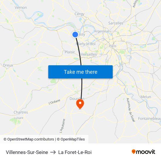 Villennes-Sur-Seine to La Foret-Le-Roi map