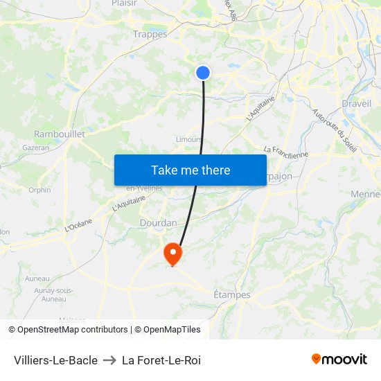 Villiers-Le-Bacle to La Foret-Le-Roi map