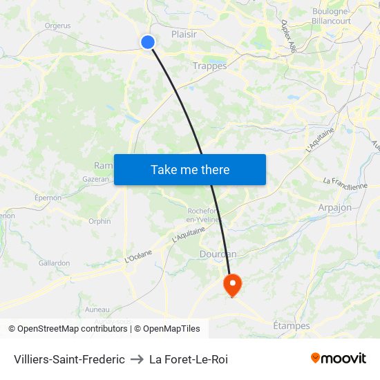 Villiers-Saint-Frederic to La Foret-Le-Roi map