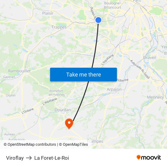 Viroflay to La Foret-Le-Roi map