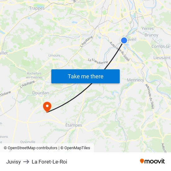 Juvisy to La Foret-Le-Roi map