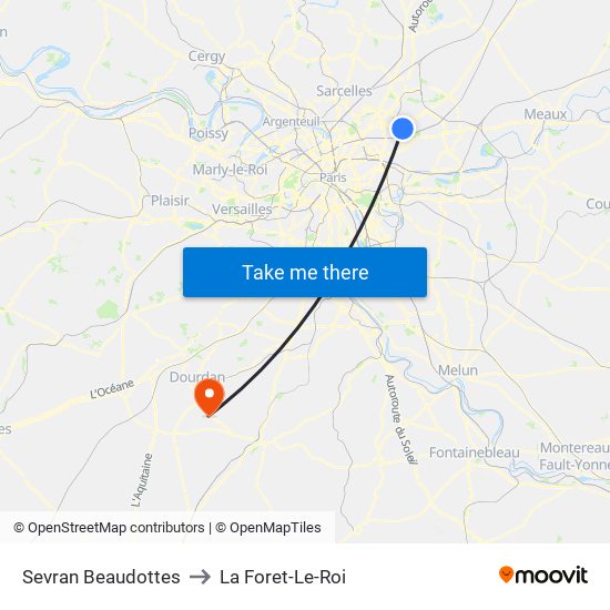 Sevran Beaudottes to La Foret-Le-Roi map
